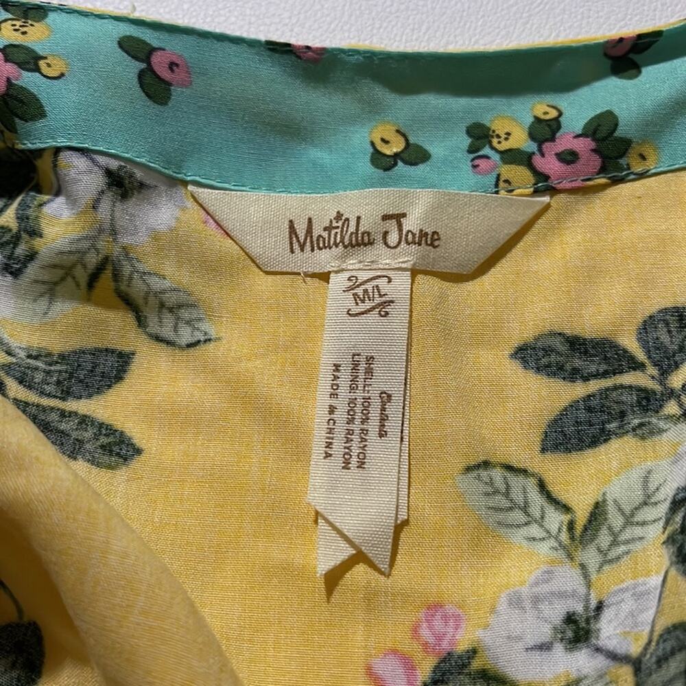 Matilda Jane Yellow and Blue Floral Print Kimono Women's Size M/L - Picture 4 of 5